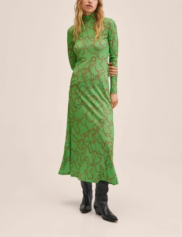 Rochie medie Mango, verde Verde