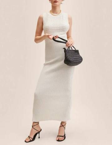 Rochie lunga Mango, ecru