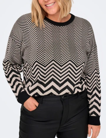 Bluza Only Carmakoma, negru/crem