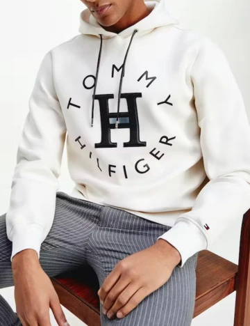 Hanorac Tommy Hilfiger, ecru Alb