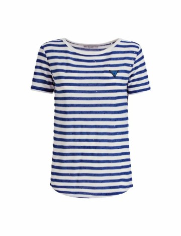 Tricou Guess, alb/albastru