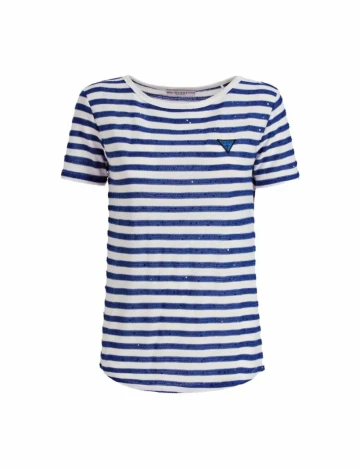 Tricou Guess, alb/albastru