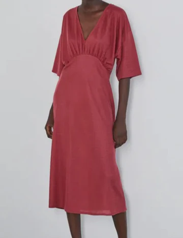 Rochie medie Zara, roz pudra inchis