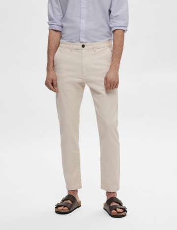 
						Pantaloni Selected, ecru