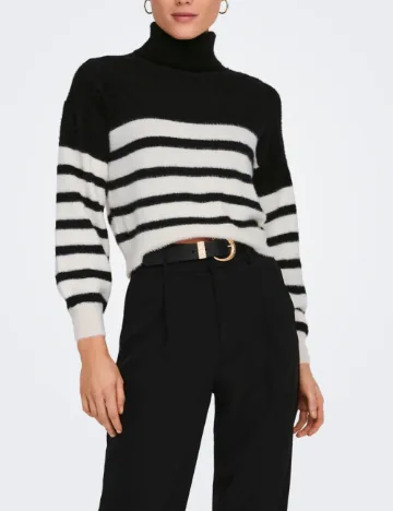 Pulover Only, alb/negru Negru