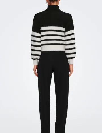 Pulover Only, alb/negru Negru