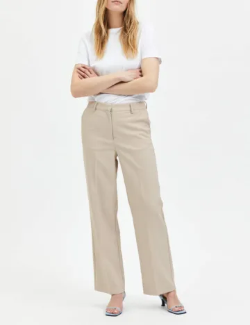 Pantaloni Selected Femme, crem