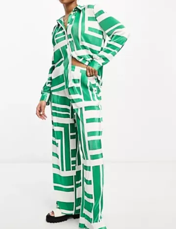 Camasa Vero Moda, alb/verde