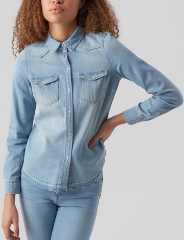 
						Camasa Vero Moda, albastru deschis