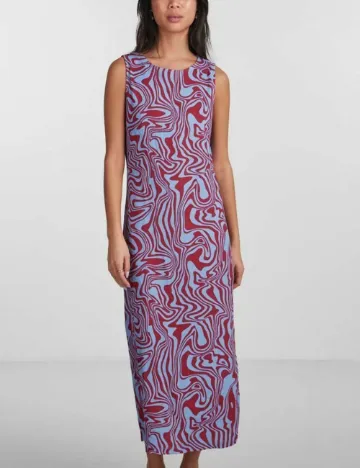 Rochie lunga Pieces, rosu/albastru