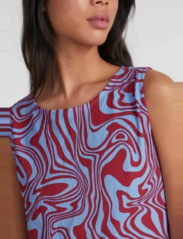 Rochie lunga Pieces, rosu/albastru