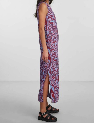 Rochie lunga Pieces, rosu/albastru