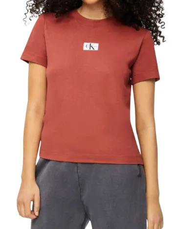 Tricou Calvin Klein Jeans, caramiziu Rosu