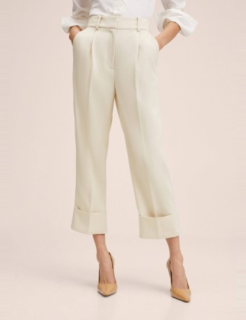 Pantaloni Mango, ecru