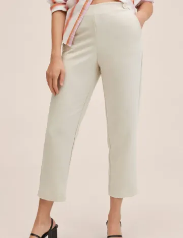 Pantaloni Mango, ecru Alb