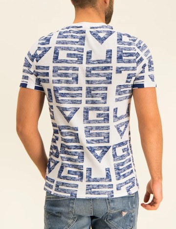 Tricou Guess, alb/albastru