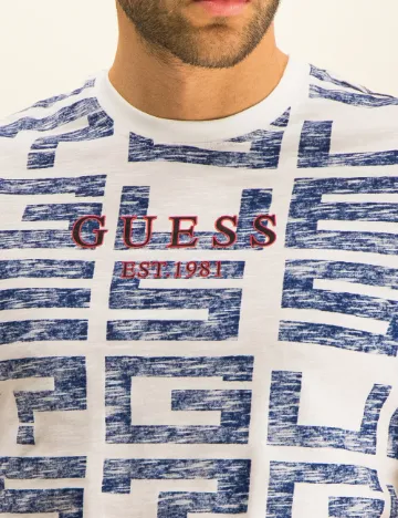 Tricou Guess, alb/albastru Alb