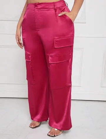 Pantaloni SHEIN CURVE, magenta Roz