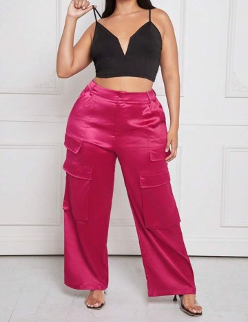 Pantaloni SHEIN CURVE, magenta