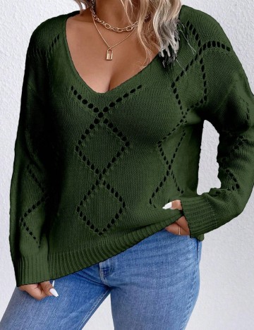 Pulover SHEIN CURVE, verde