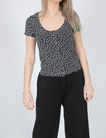 Tricou American Eagle, negru floral