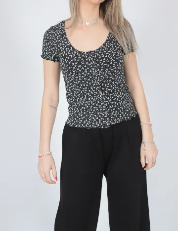 Tricou American Eagle, negru floral Negru