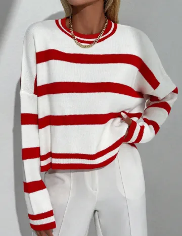 Bluza Oversize SHEIN, alb/rosu
