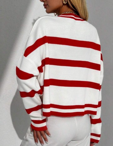 Bluza Oversize SHEIN, alb/rosu