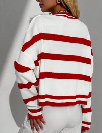 Bluza Oversize SHEIN, alb/rosu