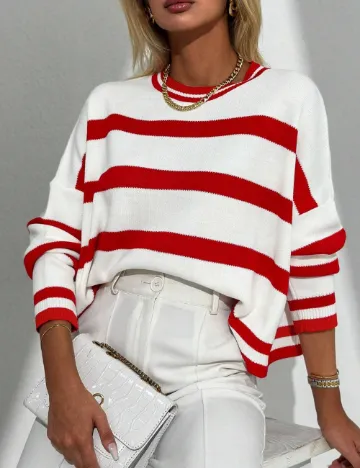 Bluza Oversize SHEIN, alb/rosu