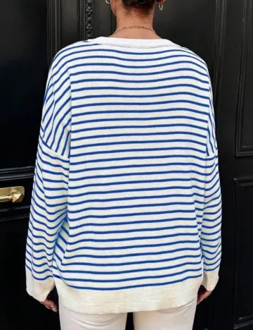 Bluza Oversize SHEIN, alb/albastru