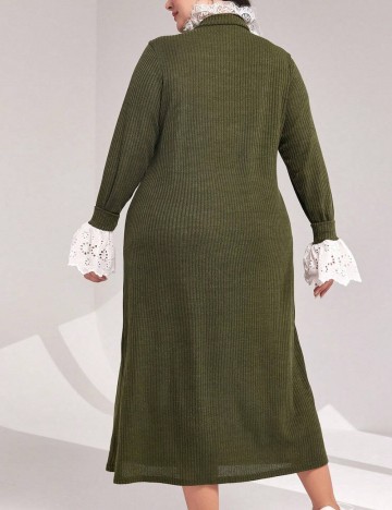 Rochie medie SHEIN CURVE, verde inchis