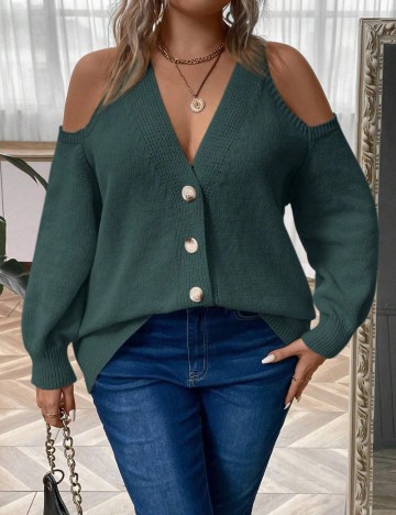 Cardigan SHEIN CURVE, verde