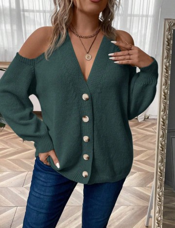 Cardigan SHEIN CURVE, verde