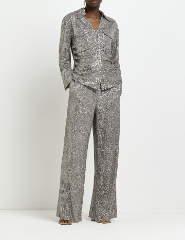 Pantaloni River Island, argintiu