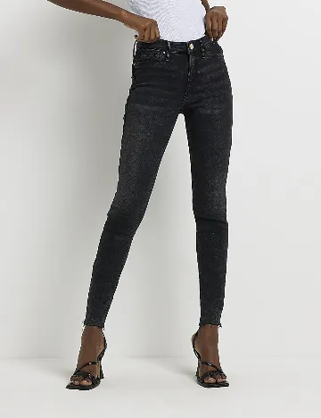 Blugi River Island, gri inchis