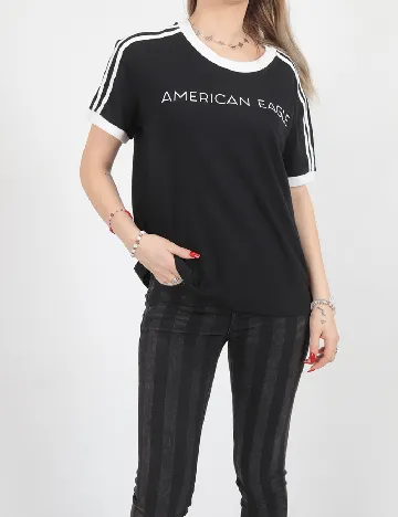 Tricou Oversize American Eagle, negru/alb Negru