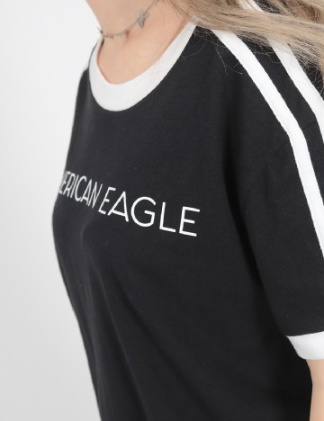 Tricou Oversize American Eagle, negru/alb