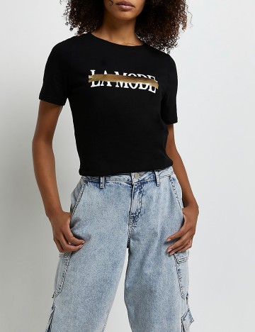 Tricou River Island, negru