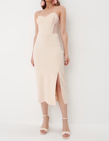 Rochie medie Mohito, nude