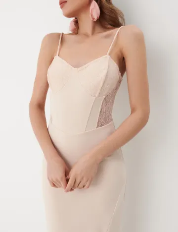 Rochie medie Mohito, nude Crem