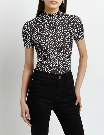 Tricou River Island, alb-negru