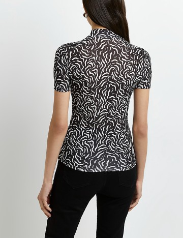 Tricou River Island, alb-negru