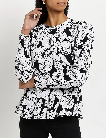 Bluza River Island, alb-negru