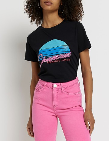 Tricou River Island, negru