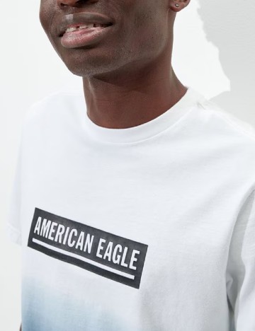 Tricou American Eagle, alb/albastru