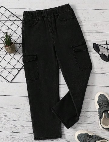 Pantaloni Shein Kids, negru