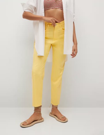 Pantaloni Mango, galben