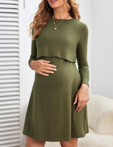 Rochie scurta SHEIN Maternity, verde