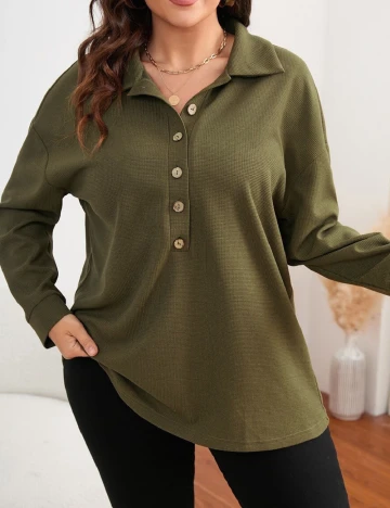 Bluza SHEIN CURVE, verde Verde